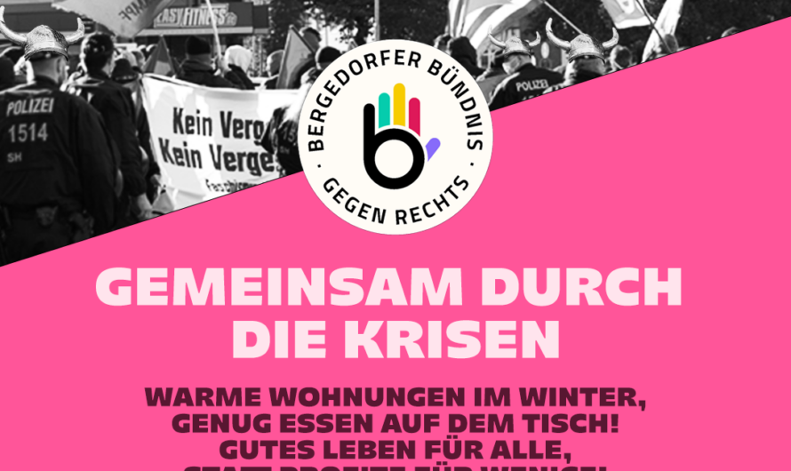 Demo “Gemeinsam durch die Krisen”: Demonstration am 19.11.22, 14 Uhr, Bahnhofsvorplatz Bergedorf