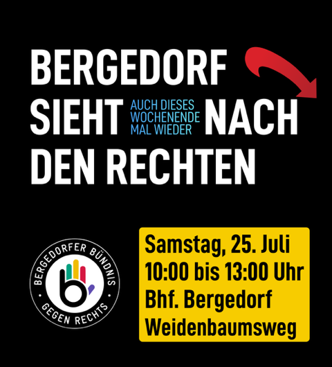 Kundgebung gegen die Rechte Hetze der AfD – Samstag 25. Juli 10-13 Uhr am Bahnhof Bergedorf